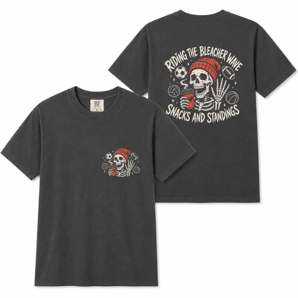 Comfort Colors Bleacher Wave Skeleton Sports Mom Shirt