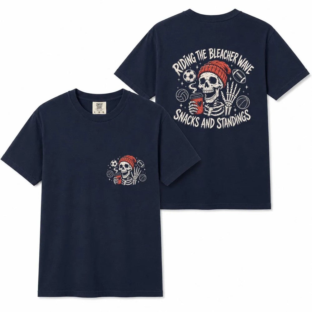 Comfort Colors Bleacher Wave Skeleton Sports Mom Shirt