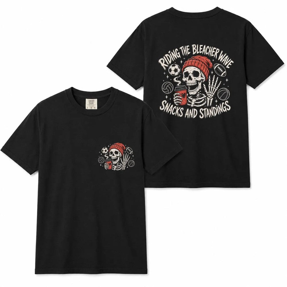 Comfort Colors Bleacher Wave Skeleton Sports Mom Shirt