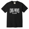 Black Comfort Colors t-shirt with distressed white vintage "Cool Moms Club" typography design