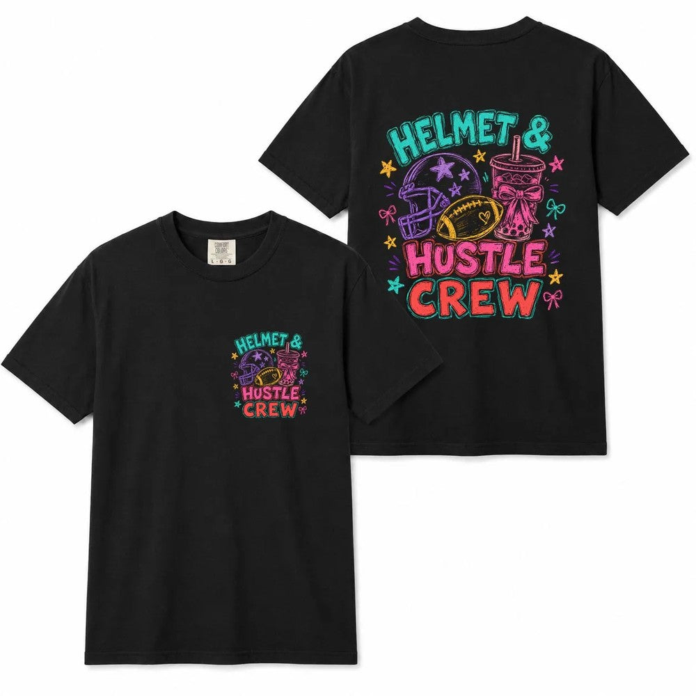 Comfort Colors Helmet Hustle Crew Football Mom Shirt