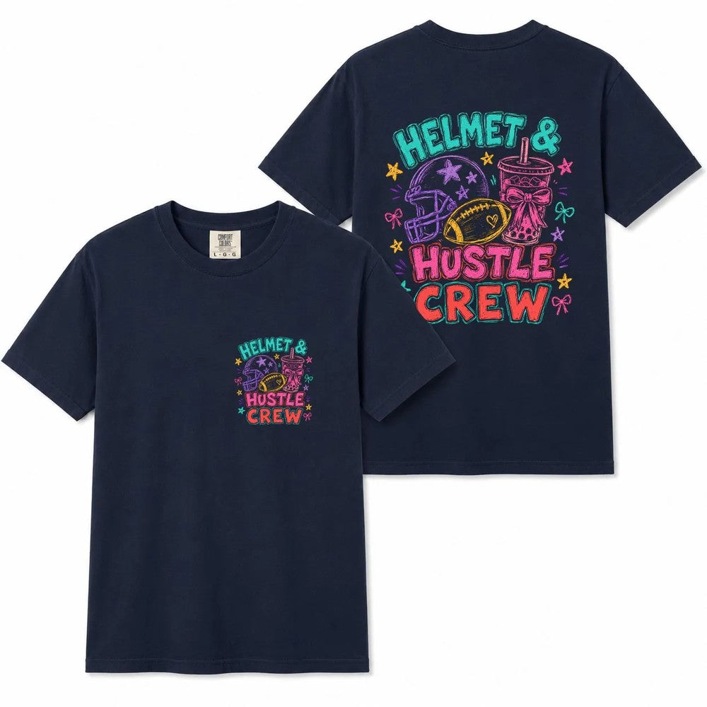 Comfort Colors Helmet Hustle Crew Football Mom Shirt