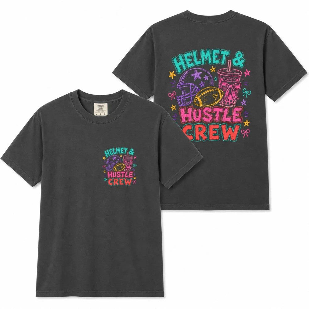 Comfort Colors Helmet Hustle Crew Football Mom Shirt