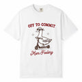 Comfort Colors white t-shirt with funny goose on scooter "Off to commit Mom Foolery" mom life design