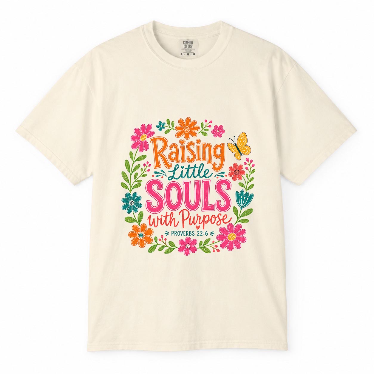 Comfort Colors Raising Little Souls With Purpose Shirt, Working Mom Floral Tee
