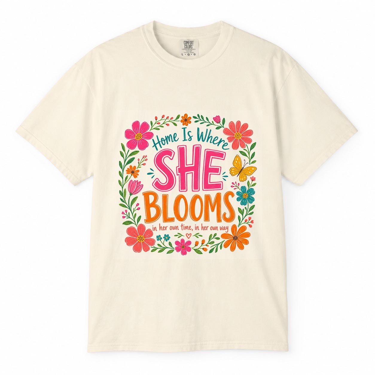 Comfort Colors She Blooms Working Mom Shirt, Floral Wildflower Mom Life T-Shirt