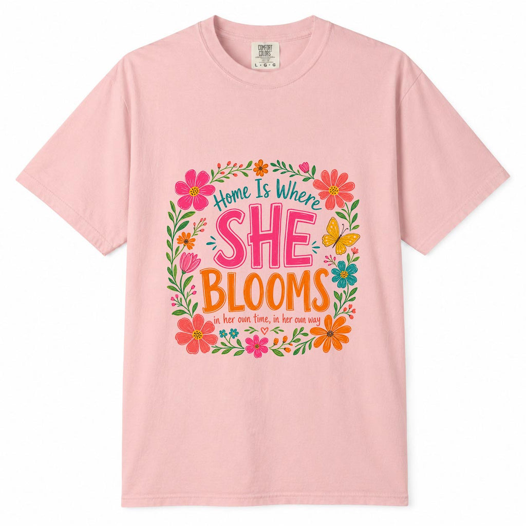 Comfort Colors She Blooms Working Mom Shirt, Floral Wildflower Mom Life T-Shirt