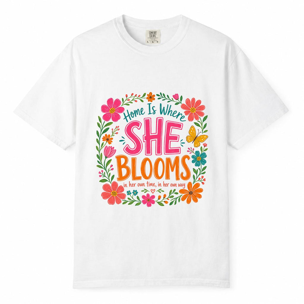 Comfort Colors She Blooms Working Mom Shirt, Floral Wildflower Mom Life T-Shirt