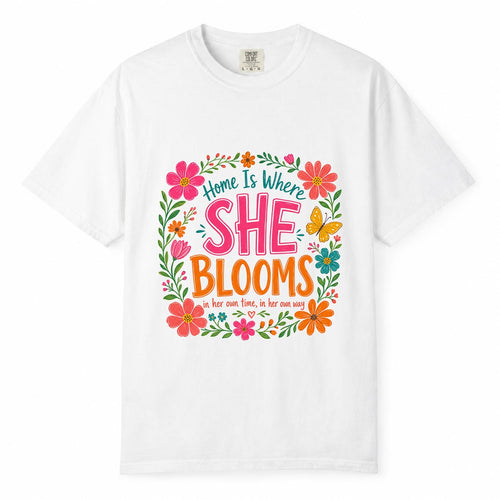 Comfort Colors She Blooms Working Mom Shirt, Floral Wildflower Mom Life T-Shirt