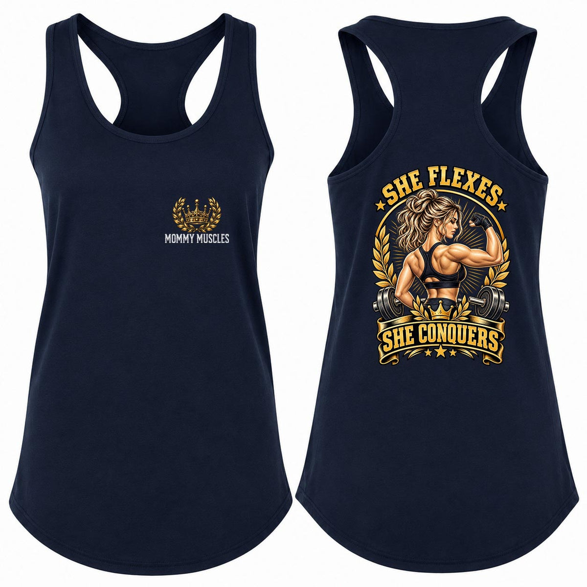 She Flexes She Conquers Racerback Tank Top